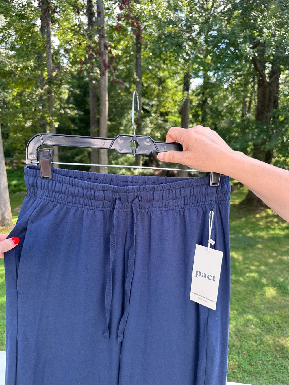 Pact Women’s Luxe Signature Wide Leg Pants Navy Blue Size Small NWT - Picture 6 of 10